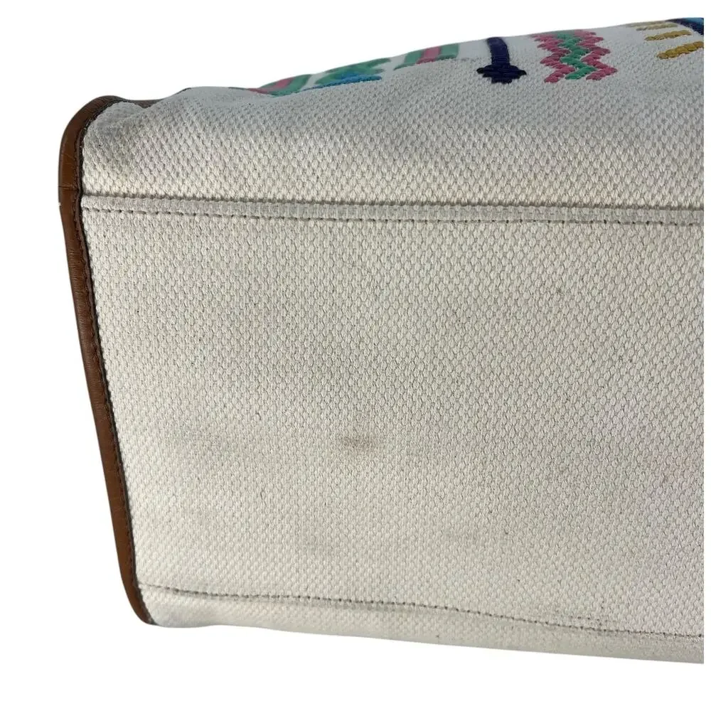 ETRO Embroidered Canvas Shopper Tote Bag Neutrals‎